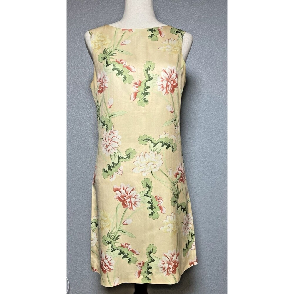 Vintage Tommy Bahama womens silk sleeveless tropical floral sheath dress sz 8